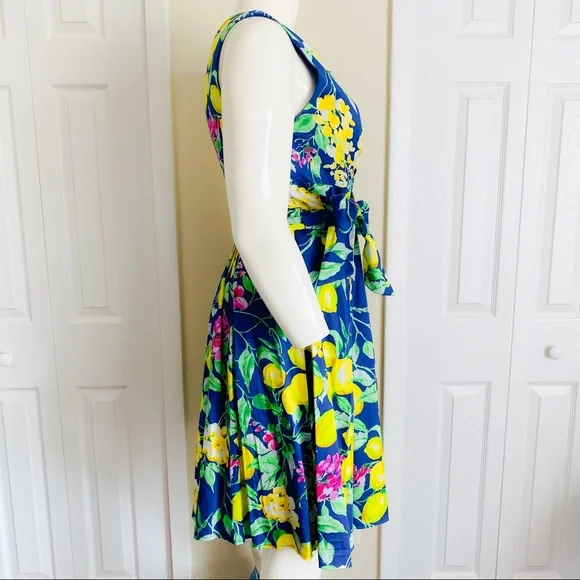 PLUS Lemon Belted Pleated cotton Dress - 14 - Picture 7 of 14
